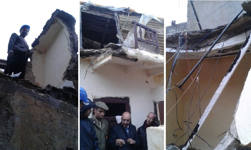 بالصور.. انهيار سقف منزل بالمدينة القديمة للجديدة 