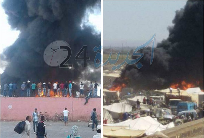 بالصور.. اندلاع حريق مهول بالسوق الأسبوعي لمدينة سيدي بنور