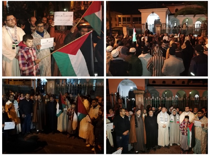 تنظيم وقفة تضامنية أمام مسجد السعادة بالجديدة تلبية لحملة ''الفجر العظيم'' لإخواننا الفلسطينيين