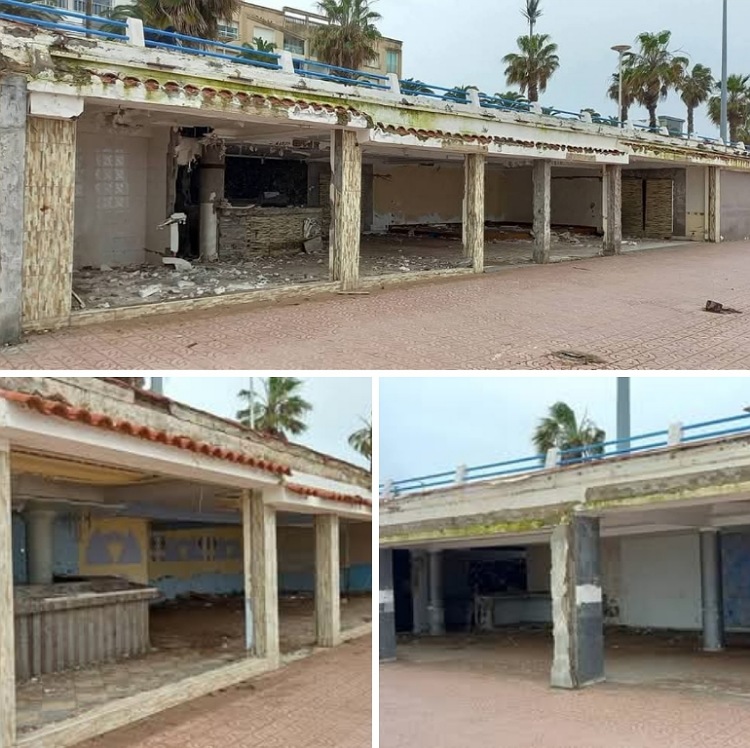 العنوان : مقاهي شاطئ الجديدة تتحول إلى مراحيض. ومأوى للمتشردين بعد هدمها.